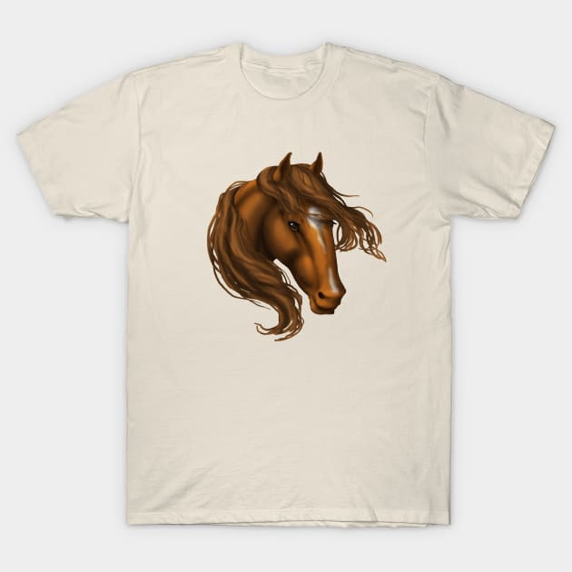 Horse Head - Chestnut Star Snip T-Shirt by FalconArt